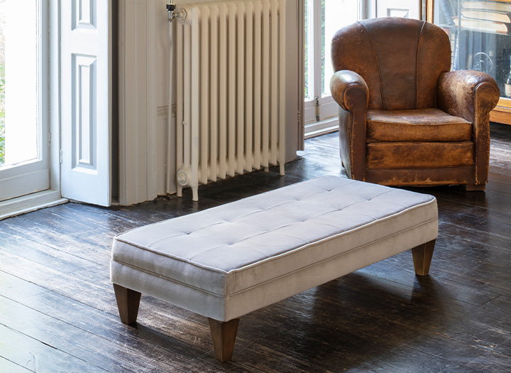 2 Kirdford Footstool in Designers Guild Varese Pumice
